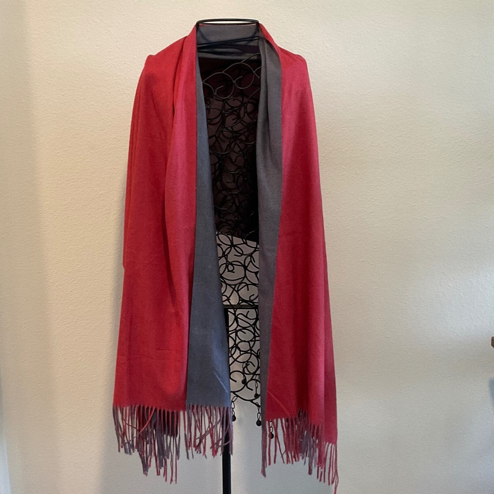 Sensation Scarf Wrap Gray and Orange